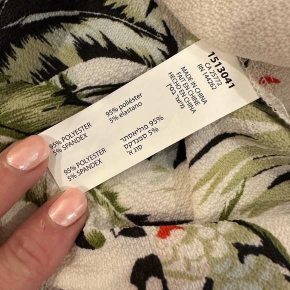 Amanda Green Jungle Bird Floral Leaf Print Top  Blouse Tunic Style with Belt XL - Picture 9 of 10